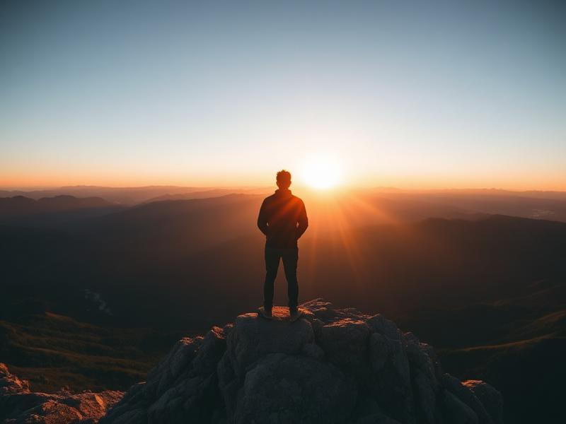 Man on mountain summit